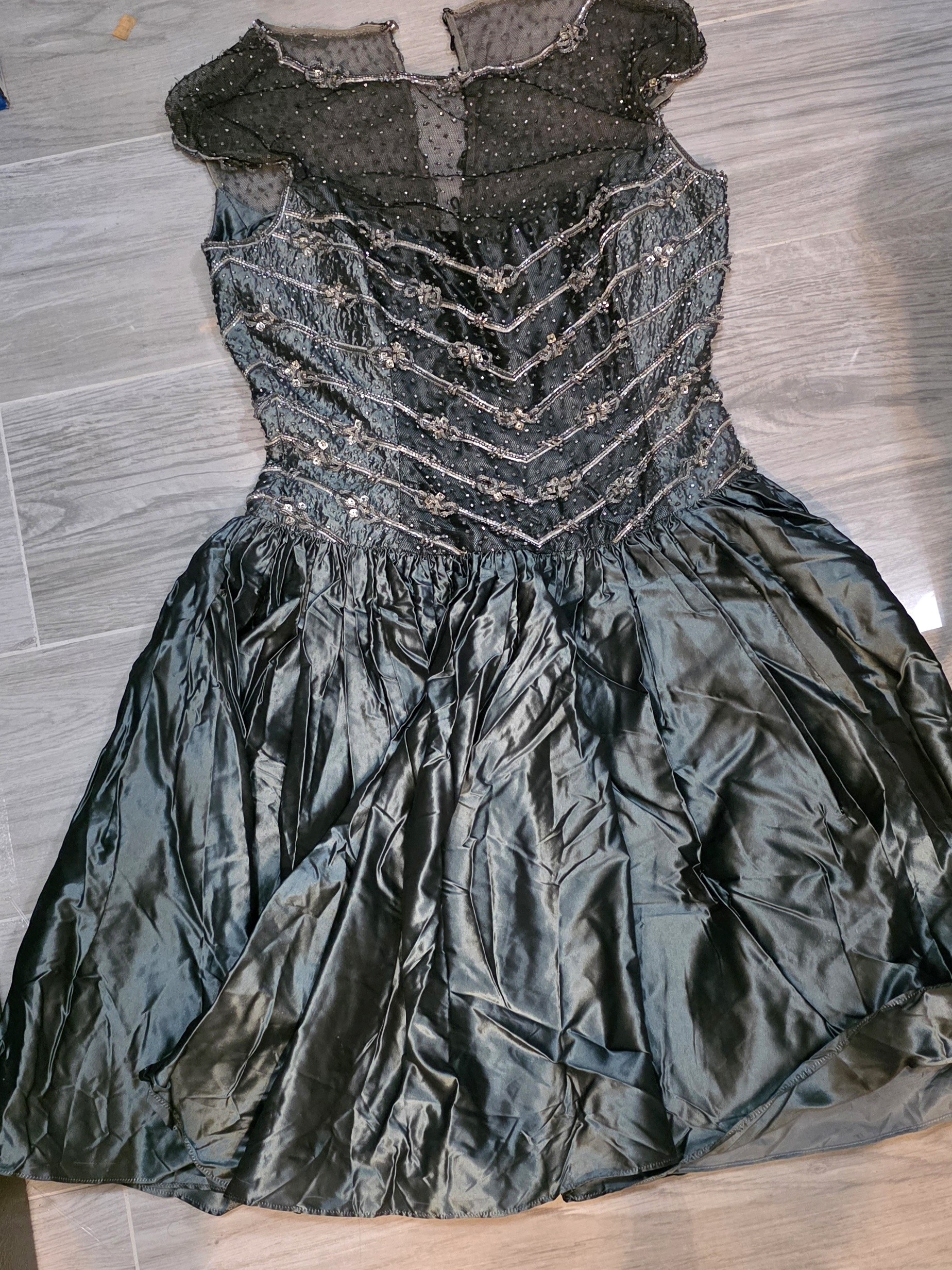 Vintage Badgley Mischka Black Beaded Prom Dress